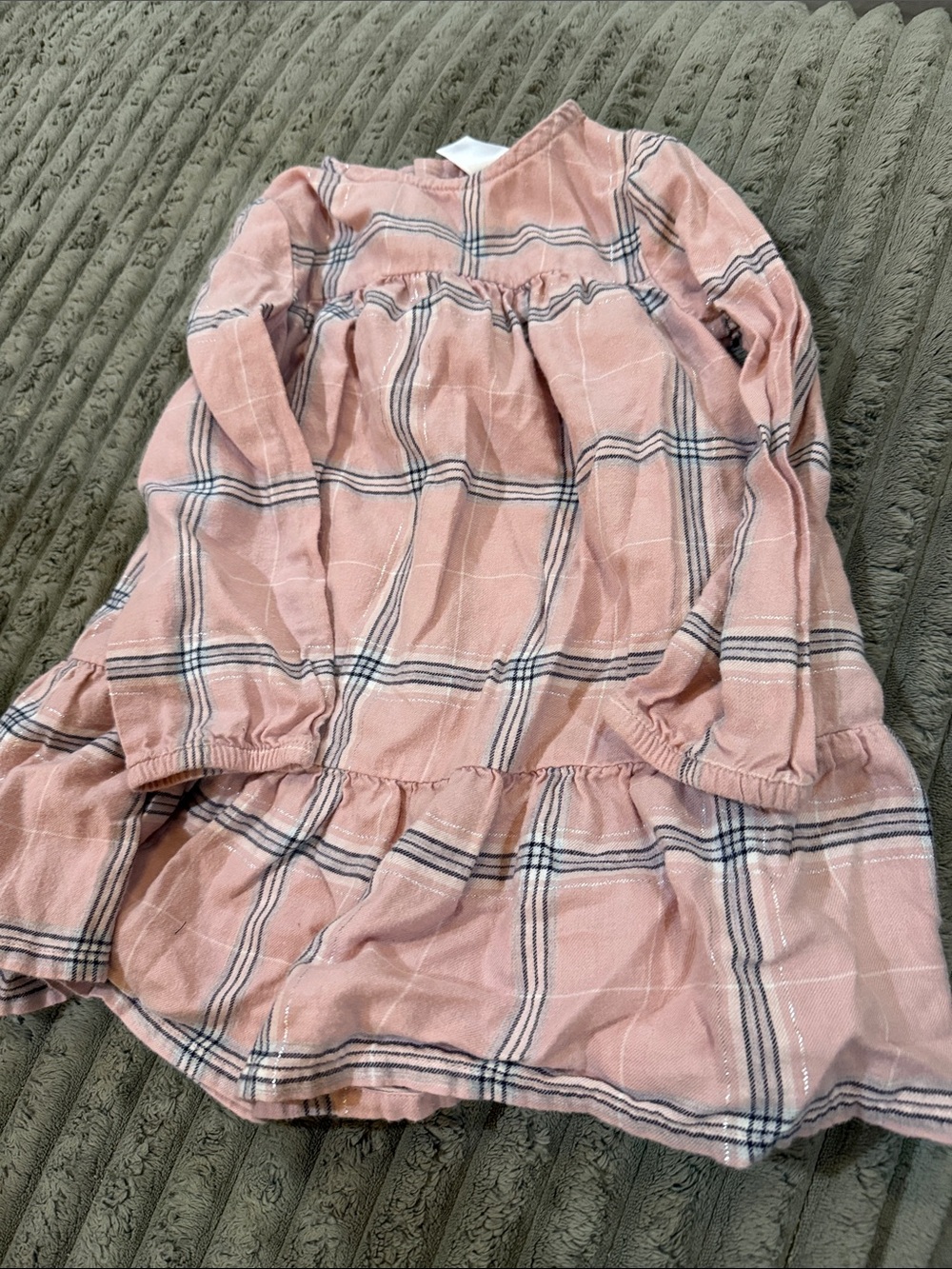 Carter's Pink Plaid Long-Sleeve Tiered Dress